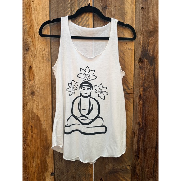 Unbranded Tops - Yoga Buddha Graphic Racerback Tank Women Small Lotus Zen Meditation Boho Top